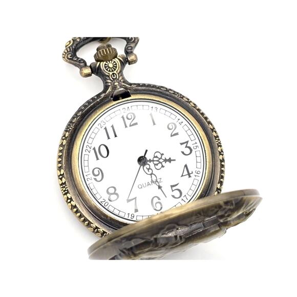 Galloping Horse Pocket Watch - Western Style, Equestrian Vintage Bronze Pendant - Picture 8 of 11